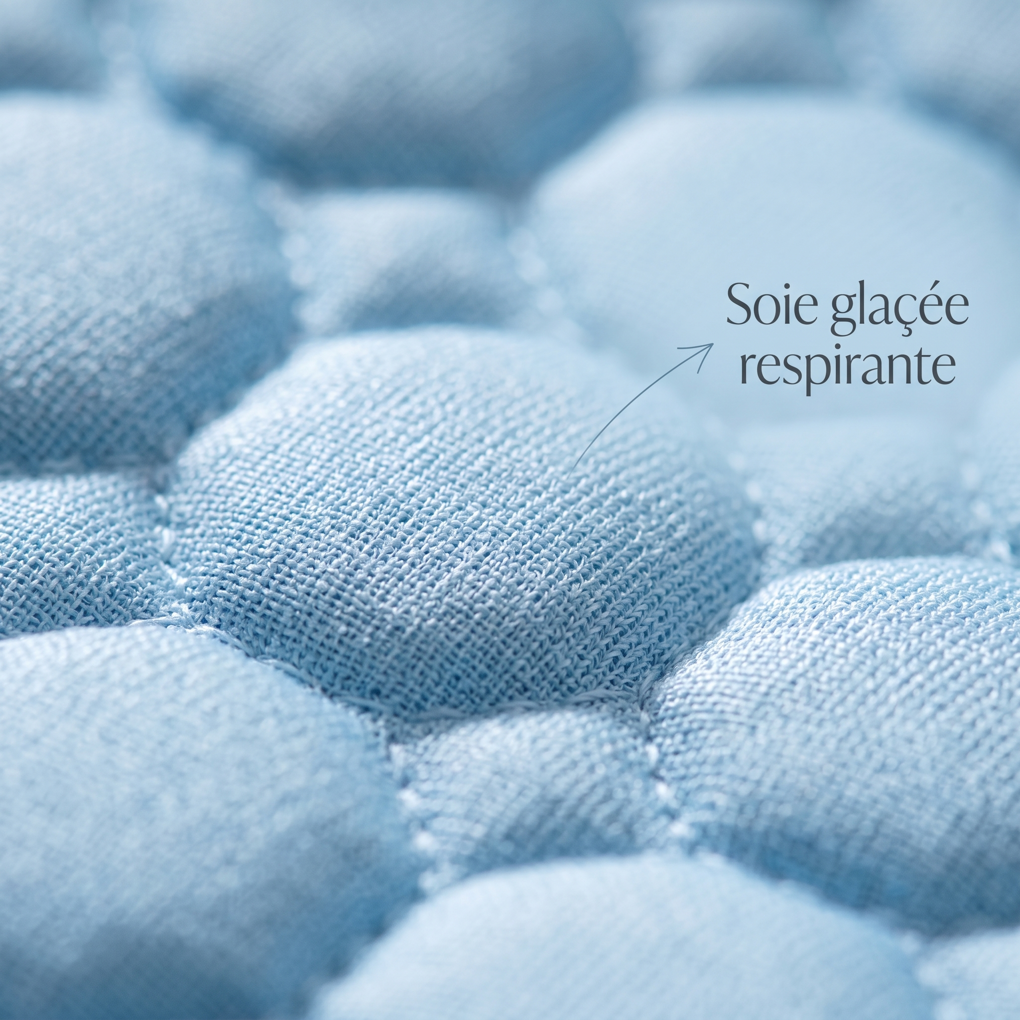 Détail surface soie glacée tapis rafraîchissant Tiloo