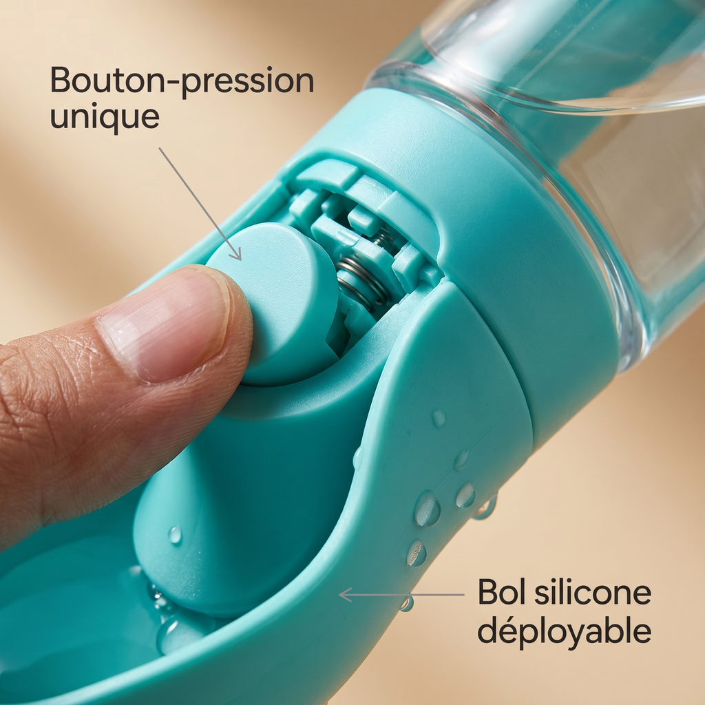 Mécanisme pression bouteille retour d'eau gourde Tiloo