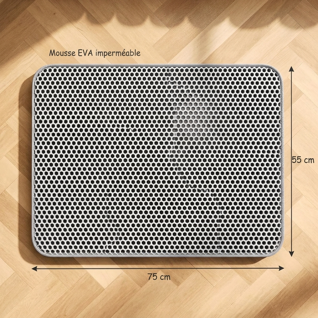 Cinq tailles tapis litière chat Tiloo avec dimensions