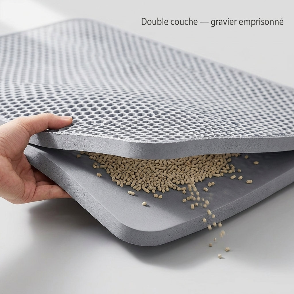 Vue éclatée double couche tapis litière Tiloo EVA