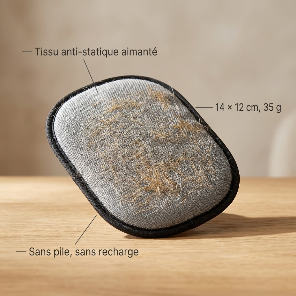 Surface anti-statique grise brosse anti-poils Tiloo gros plan