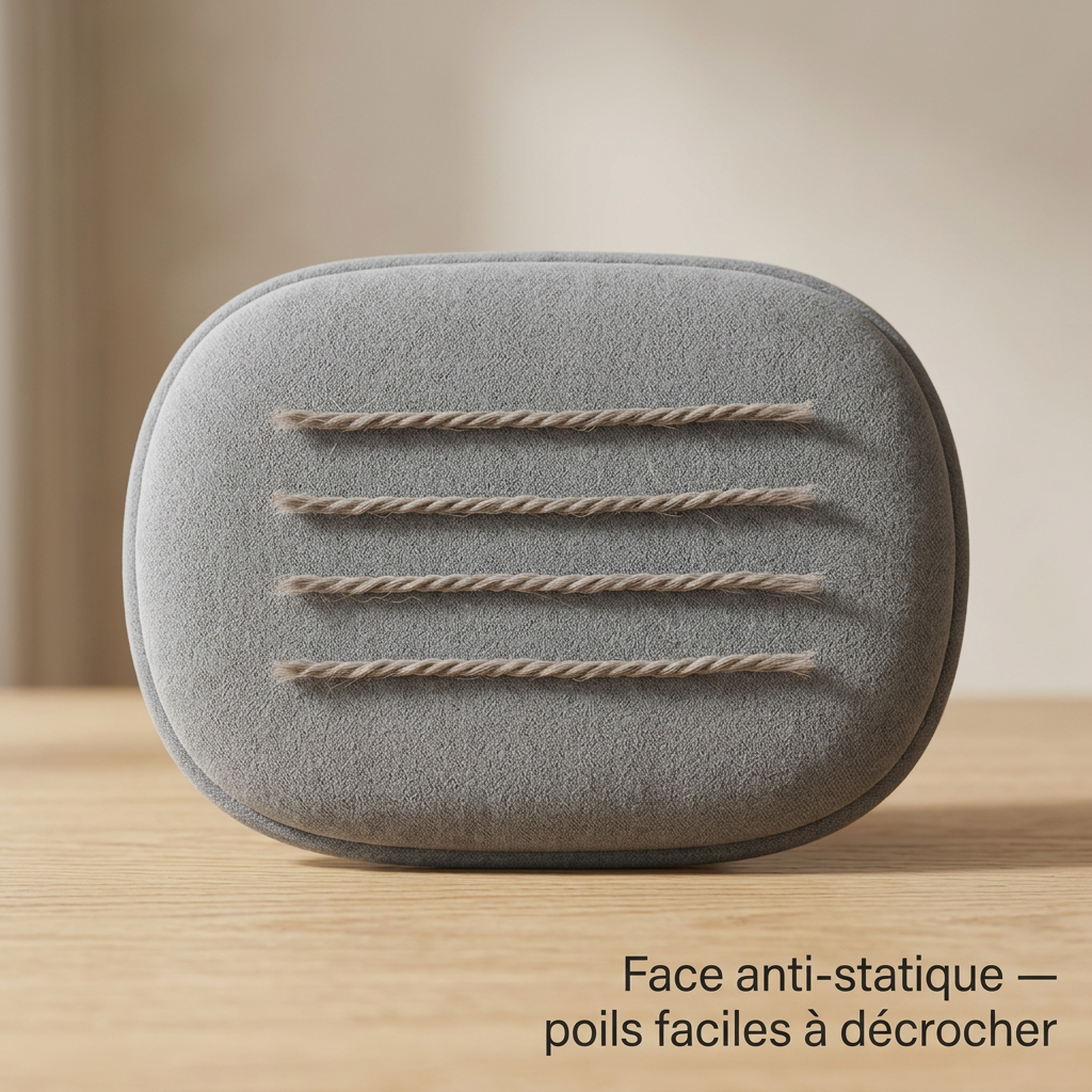Surface anti-statique grise brosse anti-poils Tiloo gros plan