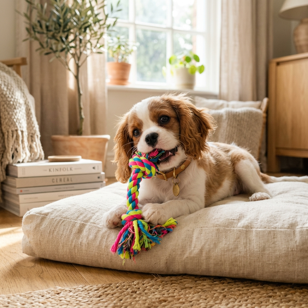 Corde Mâchage Coton Multicolore — Jouet Anti-Tartre Chien
