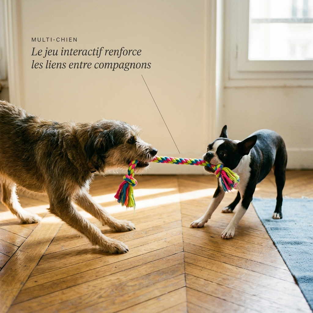 Corde Mâchage Coton Multicolore — Jouet Anti-Tartre Chien