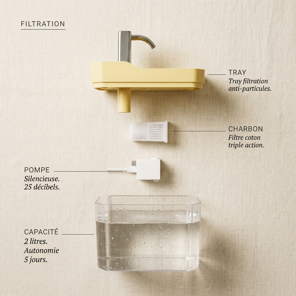 Fontaine à Eau Transparente 1,5L pour Chat & Petit Chien