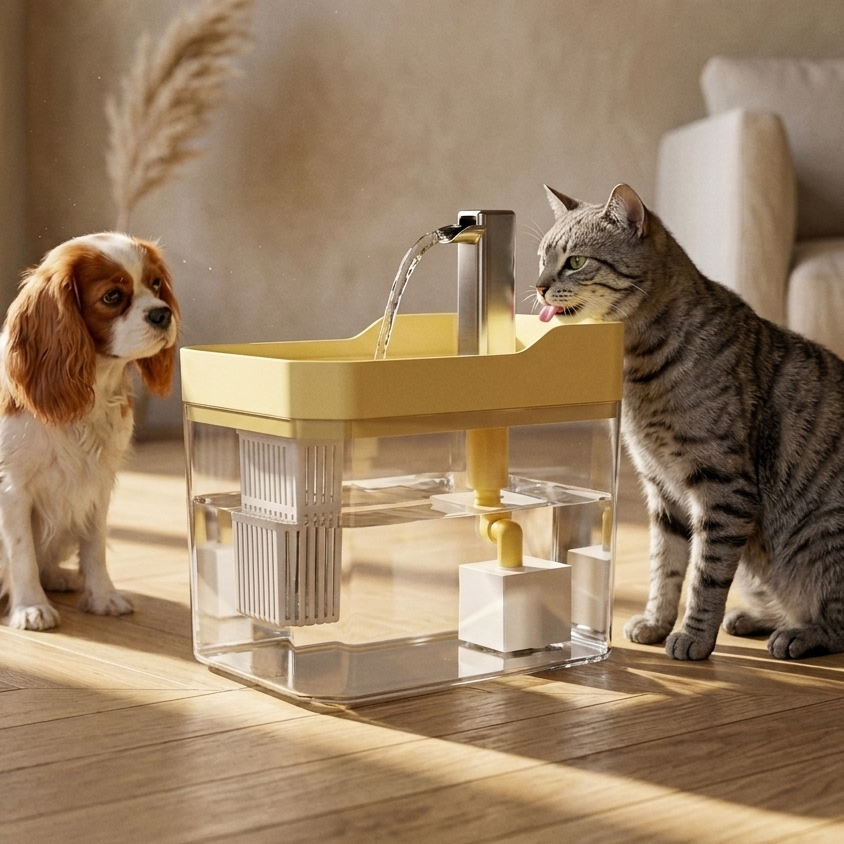 Fontaine à Eau Transparente 1,5L pour Chat & Petit Chien