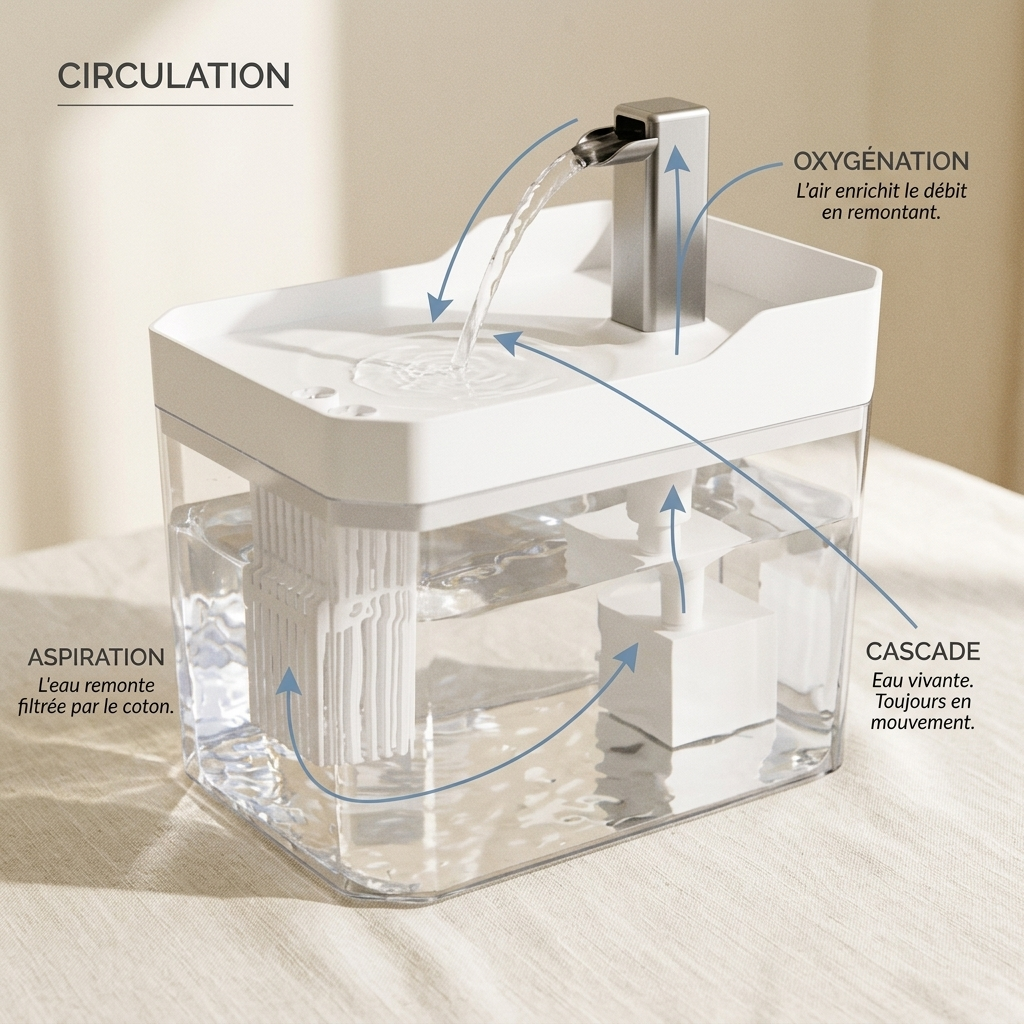 Fontaine à Eau Transparente 1,5L pour Chat & Petit Chien