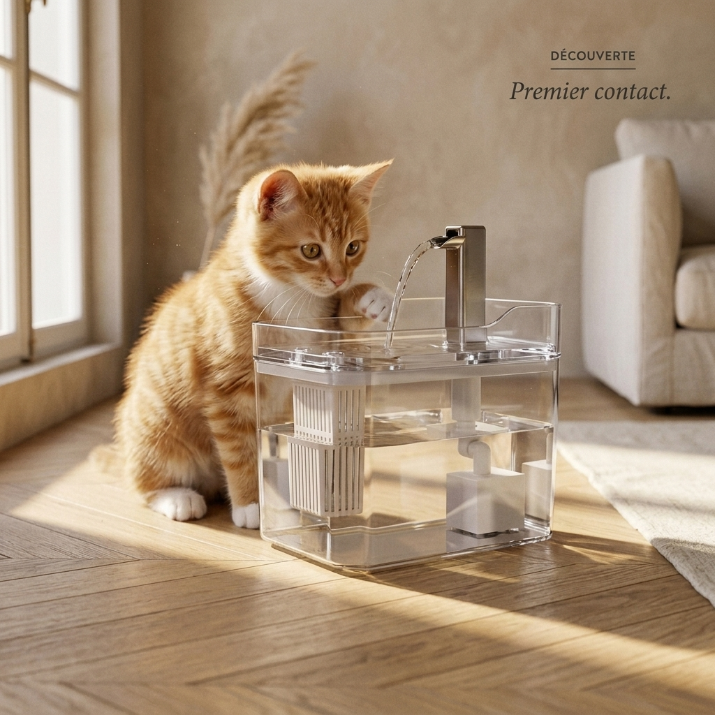 Fontaine à Eau Transparente 1,5L pour Chat & Petit Chien