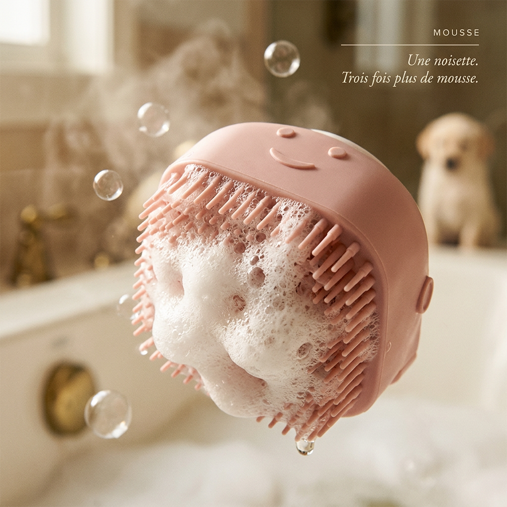 Brosse de Bain Silicone 2-en-1 — Distributeur Shampoing