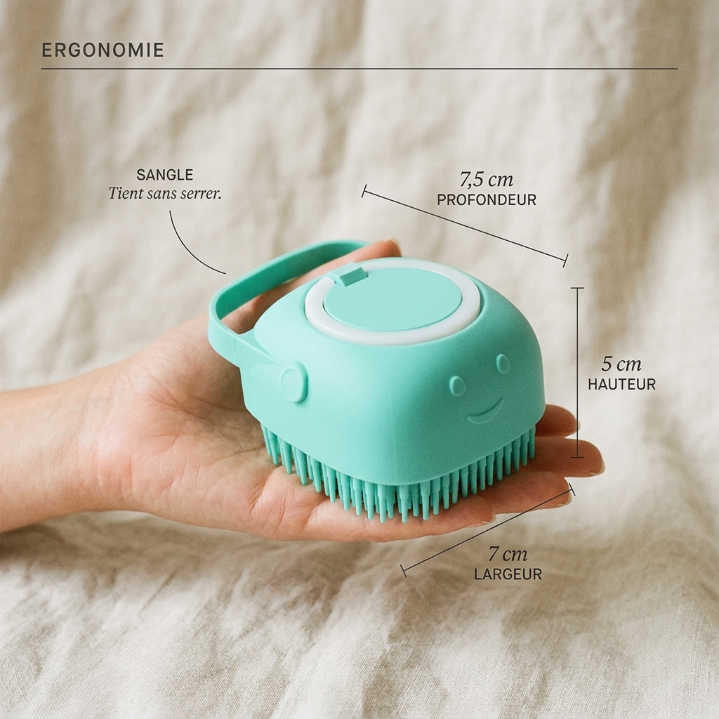 Brosse de Bain Silicone 2-en-1 — Distributeur Shampoing
